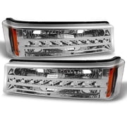 AKKON - For Chevy Silverado 1500 2500 3500 Avalanche LED Bumper Lights Turn Signal Lamps Chrome