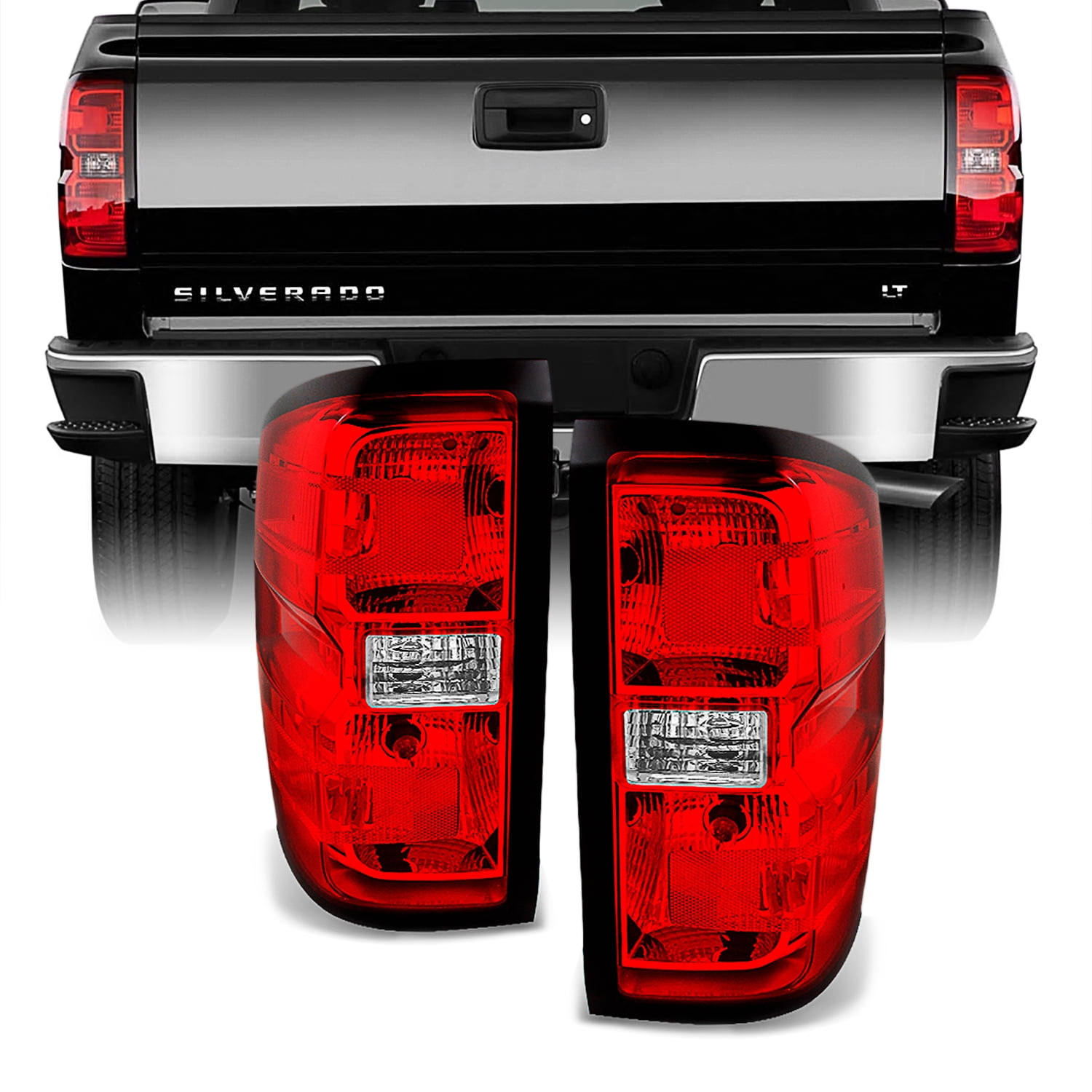 AKKON - For 2014-2015 Chevolet Silverado 1500 2500HD 3500HD Pickup Truck  Red Housing Passenger Right Tail Lights
