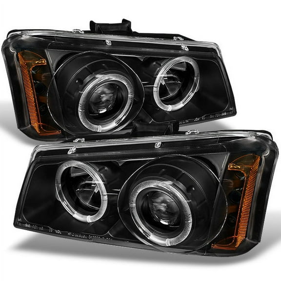 AKKON - For Chevy Silverado Avalanche Pickup Truck Black Dual Halo Ring LED Projector Replacement Headlights