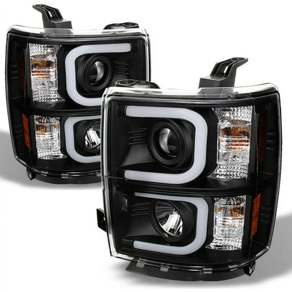 AKKON - For Chevy Silverado Black Bezel LED Daylight Light Tube Design Projector Headlights Front Lamps
