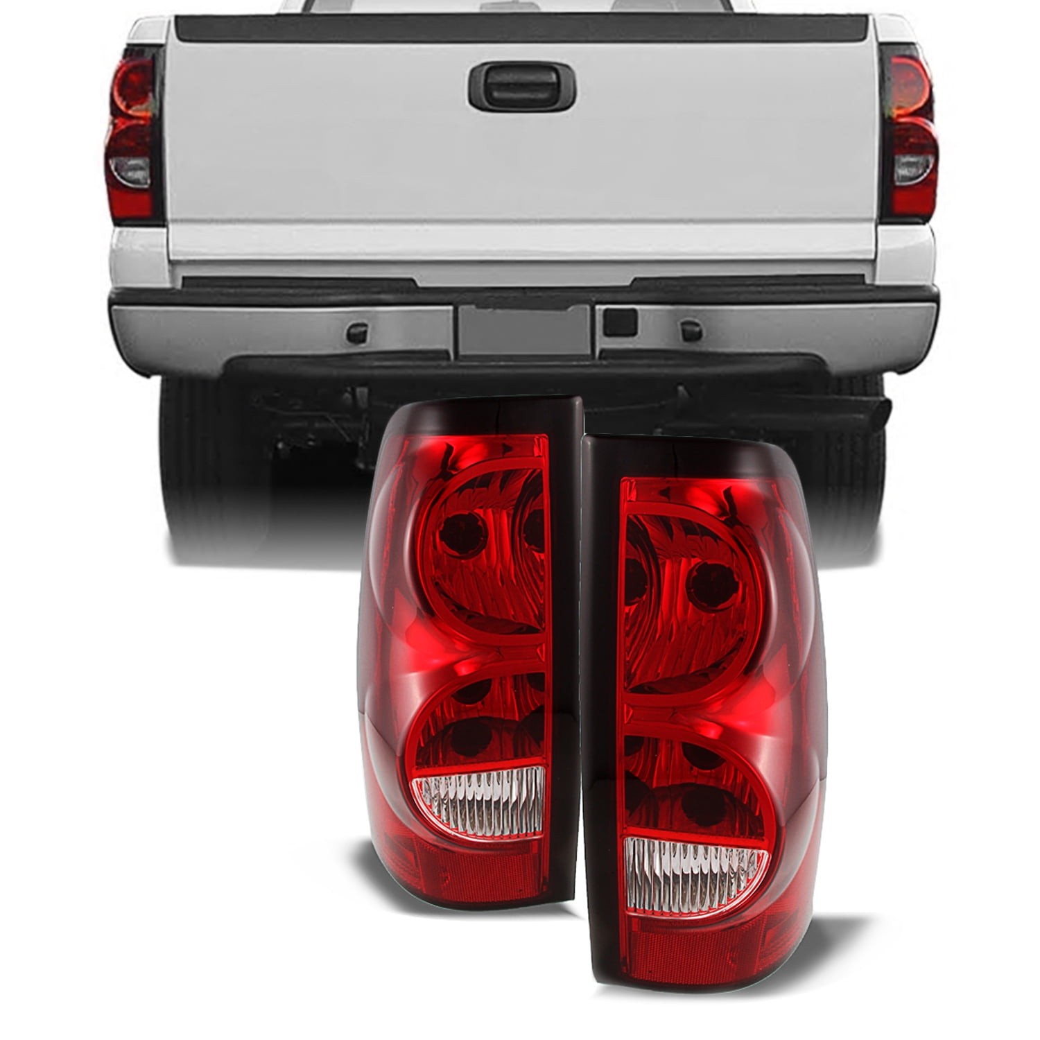 AKKON - For Chevy Silverado Replacement Red Clear Tail Lights Driver/ Passenger Rear Lamps Pair New