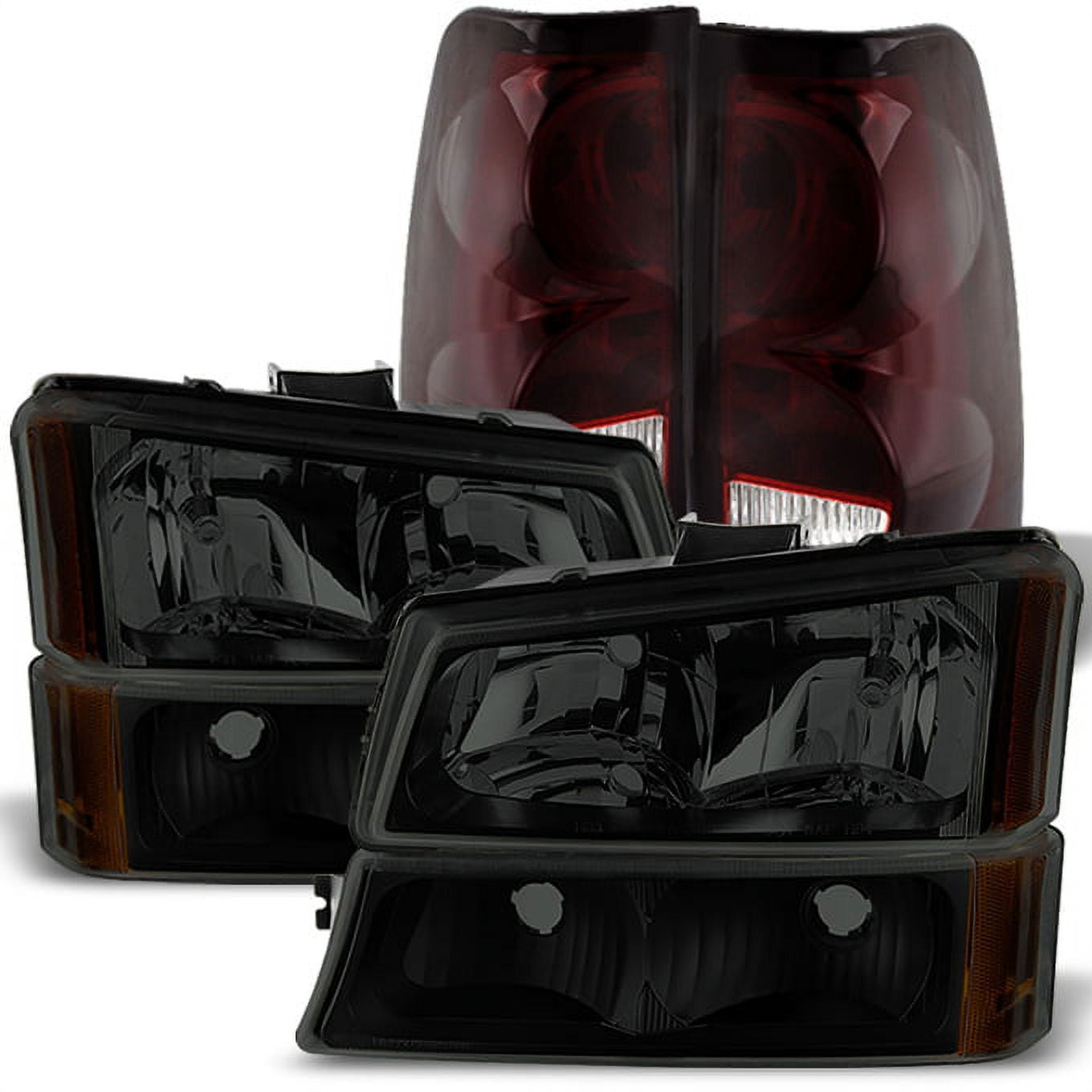 AKKON - For Chevy Silverado Smoked Headlights Lamps Replacement + Red Smoke Tail Lights Brake Lamps Combo