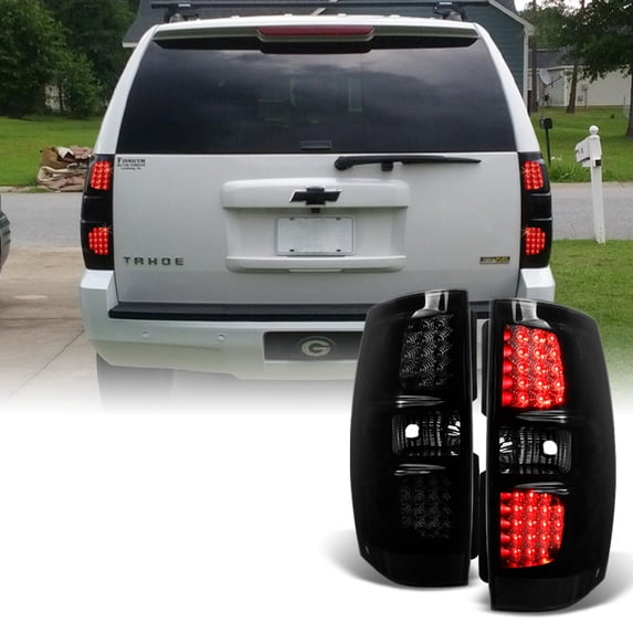 AKKON - For Chevy Suburban / Tahoe GMC Yukon / Yukon XL SUV Black Smoked LED Tail Lights Replacement Pair Set