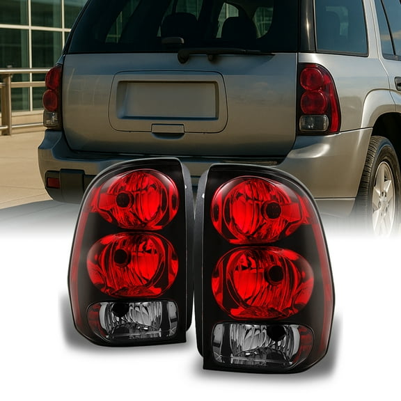 AKKON - For Chevy Trailblazer SUV Red Clear Rear Tail Light Brake Lamps Taillamps Replacement Pair Left + Right