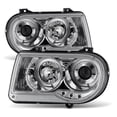 thumbnail image 1 of AKKON - For Chrysler 300C Sedan Halogen Type Chrome Clear Dual LED Rings Design Projector Headlights Lamps Pair, 1 of 5