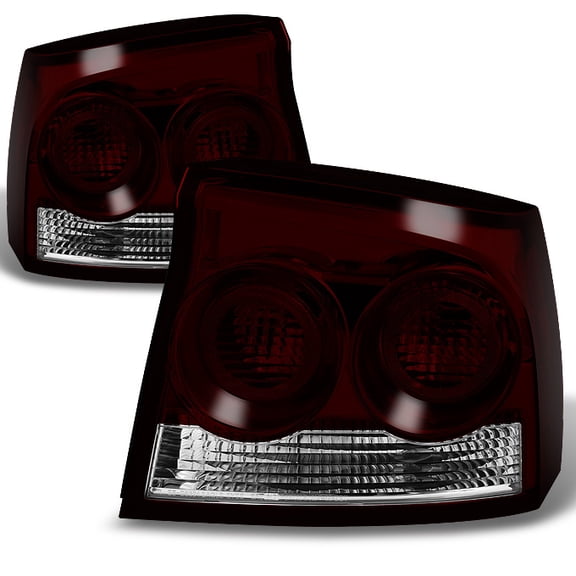 AKKON - For Dodge Charger 4Dr Sedan Dark Red Tail Lights Brake Lamps Driver and Passenger Replacement
