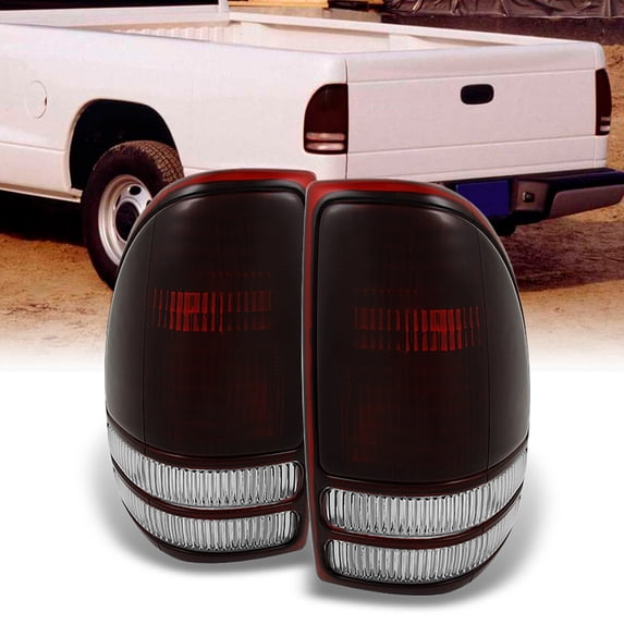 AKKON - For Dodge Dakota Pickup Truck Red Smoke Lens Rear Tail Light Brake Lamp Replacement Left + Right Pair