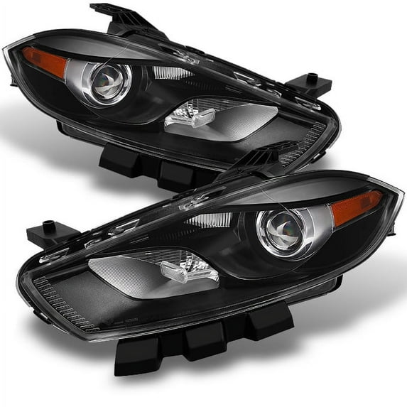 AKKON - For Dodge Dart Factory HID Type Black Headlights Driver and Passenger Side Replacement Pair Set