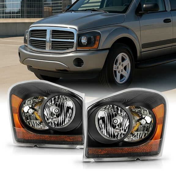 AKKON - For Dodge Durango OE Replacement Black Bezel Headlights Driver/Passenger Head Lamps Pair New