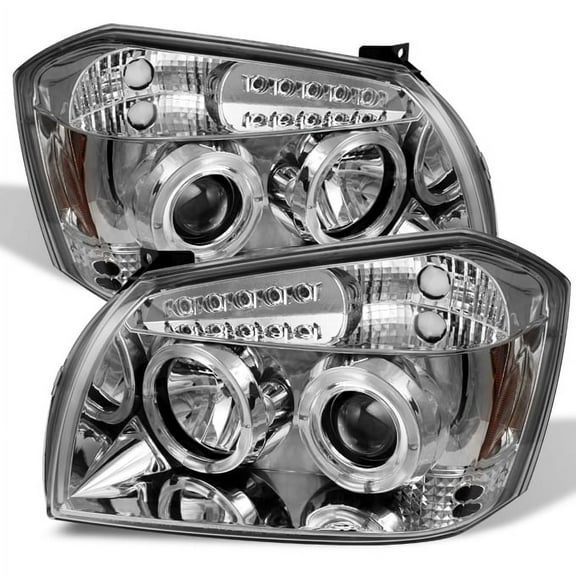 AKKON - For Dodge Magnum Chrome Clear Dual Halo LED Projector Headlights Driver/Passenger Replacement Lamps