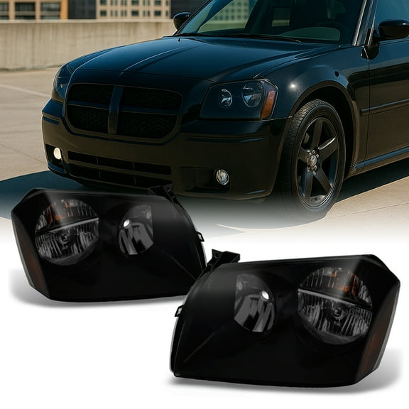 AKKON - For Dodge Magnum OE Replacement Black SMoke Headlights Driver/Passenger Head Lamps Pair New