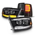 thumbnail image 1 of AKKON - For Dodge Ram 09-18 LED Bar DRL & High/Low Projector Housing + Light Tube Tail Smoked Lamps, 1 of 7