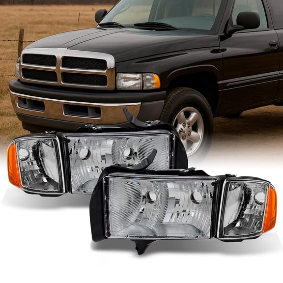 AKKON - For Dodge Ram 1500 2500 3500 Pickup Truck Sport Package Clear Headlights Head Lamps Replacement Pair Set