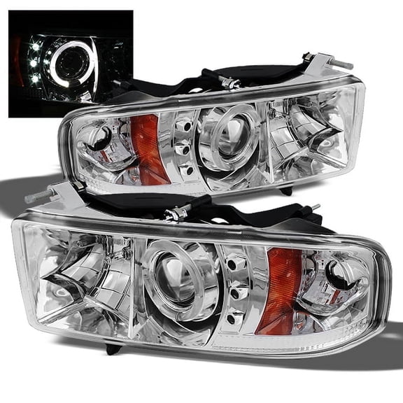 AKKON - For Dodge Ram 1500/2500/3500 Sport Clear Dual LED Ring Projector Replacement Headlights Left/Right