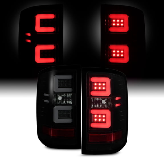 AKKON - For [Dual C-Shape LED Tube] 2016 2017 2018 Chevy Silverado 1500 Black Smoked Tail Brake Light Lamp