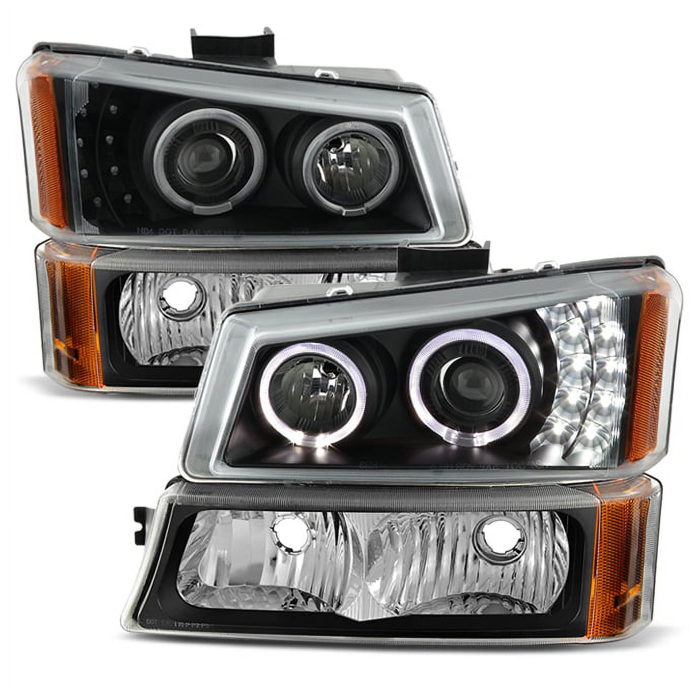 MOTORSPORTPLUS Black Headlights With LED DRL For 2003-2007 Chevy Silverado / Avalanche