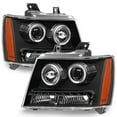 thumbnail image 1 of AKKON - For [Dual LED Halo Ring] 2007-2014 Chevy Suburban | Tahoe | Avalanche Black Housing Projector Headlights Lamps Pair, 1 of 7