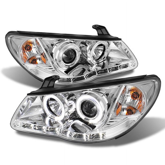 AKKON - For Elantra Chrome Clear Dual DRL Daylight LED Strip Projector Headlights Front Lamps Replacement