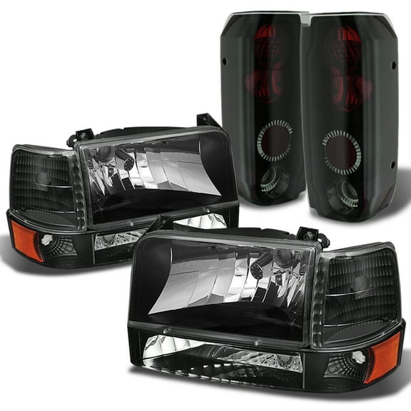 AKKON - For F150 F250 F350 Bronce Black Headlights Lamps + Corner + Bumper Signal + Black Smoke Tail Lights