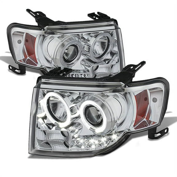 AKKON - For Ford Escape Chrome Clear Dual Halo Ring LED Design Halogen Type Projector Headlights Front Lamps