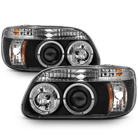AKKON - For Ford Explorer Black Bezel Dual Halo Ring LED 1pc Design Projector Headlights Front Lamps Replacement