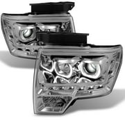 AKKON - For Ford F150 Clear Exclusive Projector SMD DRL LED Headlights Driver + Passenger Side Pair