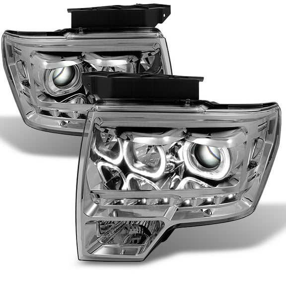 AKKON - For Ford F150 Clear Exclusive Projector SMD DRL LED Headlights Driver + Passenger Side Pair