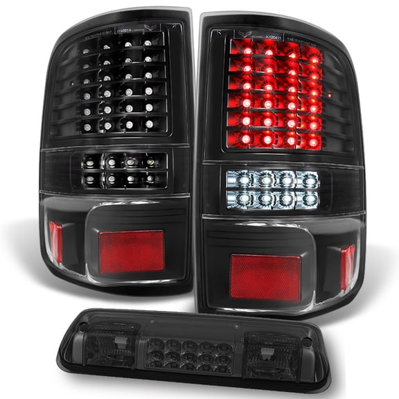 AKKON - For Ford F150 Styleside Pickup Generation II Full LED Black Tail Lights + Smoke LED 3Rd Brake Light