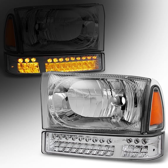 AKKON - For Ford F250 F350 F450 Superduty | Excursion Headlights With LED Bumper Signal Lights Replacement Pair