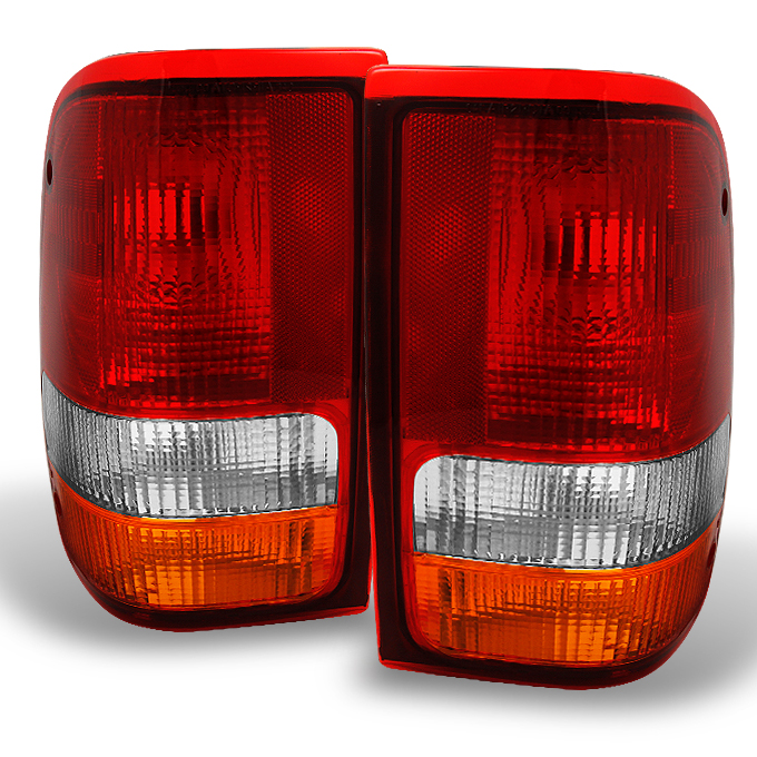 AKKON - For 1993-1997 Ford Ranger Pickup Truck Red Clear Rear Tail Light Brake Lamps Replacement Pair Left + Right