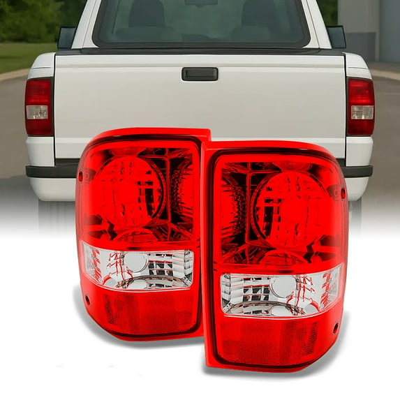 AKKON - For Ford Ranger Pickup Truck Red Clear Rear Tail Lights Brake Lamps Turn Signal Replacement Left+Right