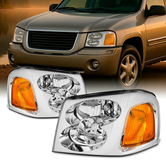 AKKON - For GMC Envoy / Envoy XL / Envoy XUV OE Style Chrome Housing Headlight Lamp Assembly
