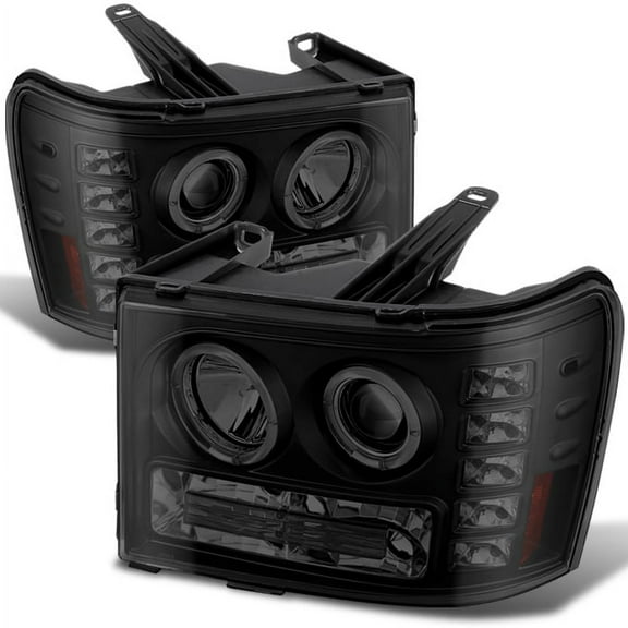 AKKON - For GMC Sierra 1500/2500/3500 Pickup Truck Black Smoke Dual LED Projector Headlights Replacement