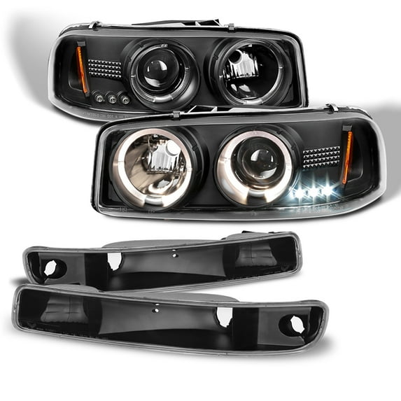 AKKON - For GMC Sierra Yukon LED Projector Headlights Lamps + Bumper Signal Lights Replacement Combo