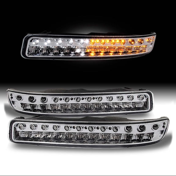 AKKON - For 99-06 GMC Sierra Yukon XL LED Front Bumper Signal Lights Parking Lamps Chrome