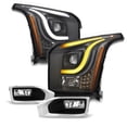 thumbnail image 1 of AKKON - For GMC Yukon / Yukon XL 2015-2018 Switchback  LED DRL Bar Projector Headlights Black Housing & Chrome Fog Lights, 1 of 7