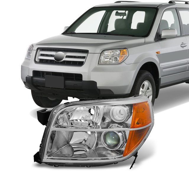 AKKON For Honda Pilot Clear Chrome Driver Left Side Front Projector