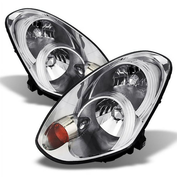 AKKON - For Infiniti G35 4 Door Sedan Chrome Replacement Headlights Driver/ Passenger Head Lamps Pair New