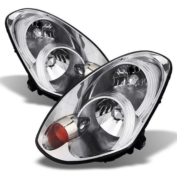 AKKON - For Infiniti G35 4 Door Sedan Chrome Replacement Headlights Driver/ Passenger Head Lamps Pair New