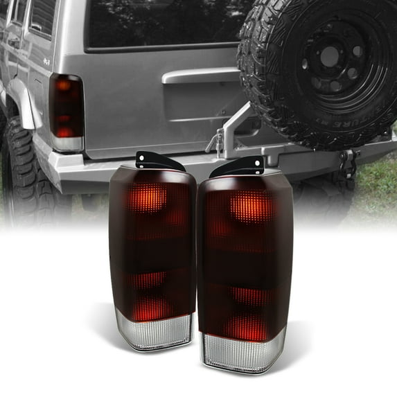 AKKON - For Jeep Cherokee SUV Red Smoke Lens Tail Lights Taillights Brake Lamp Signal Replacement Left + Right