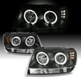 thumbnail image 1 of AKKON - For Jeep Grand Cherokee Black Bezel Dual Halo Ring Projector LED Headlights Head Lamps Replacement Pair, 1 of 7