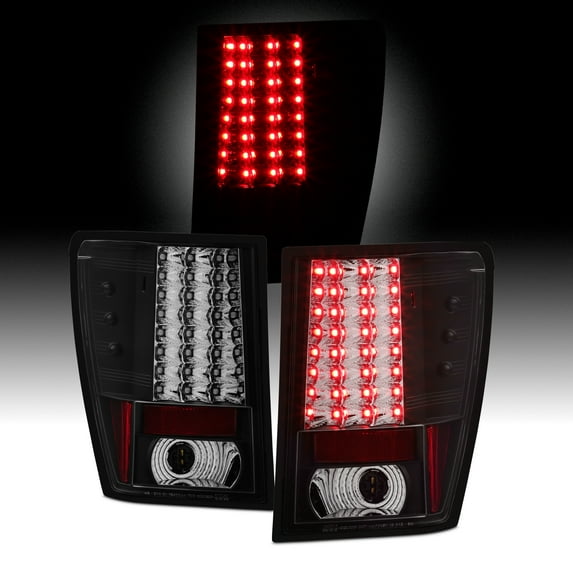 AKKON - For Jeep Grand Cherokee SUV Black Bezel Rear LED Tail Lights Brake Driver/Passenger Lamps