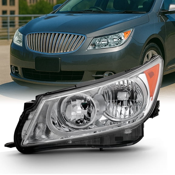AKKON - For [Left Driver Side] 2010 2011 2012 2013 Buick LaCrosse  Halogen Chrome Headlight