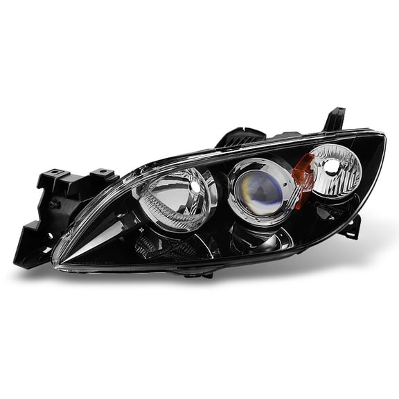 AKKON - For Mazda 3 Mazda3 4 Doors Sedan Black Bezel Projector Headlights Headlamps Driver/Left Replacement