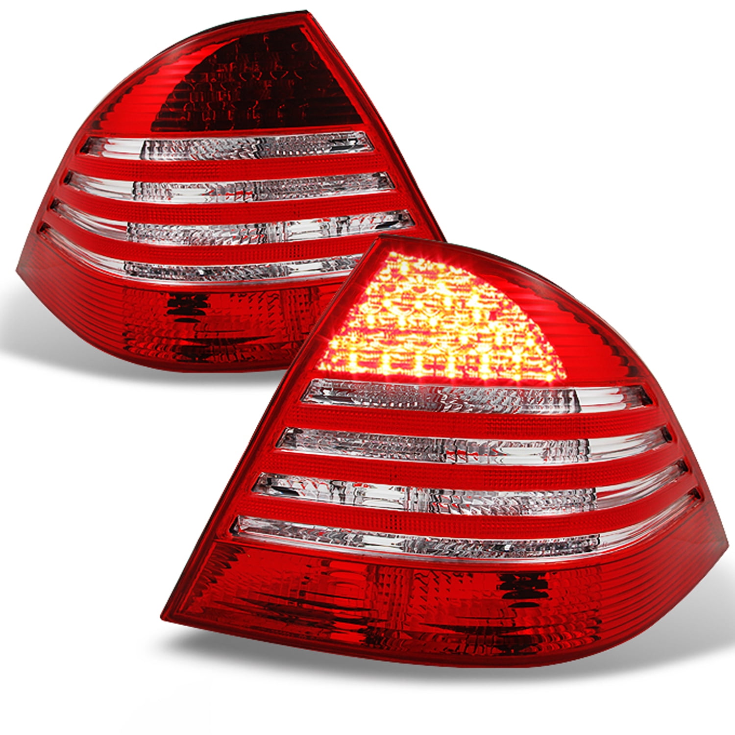 AKKON - For Mercedes Benz W220 S Class Red Clear Lens Rear Tail Lights Brake Lamp Replacement Pair Left + Right
