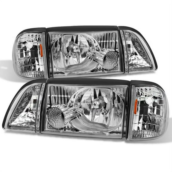 AKKON - For Mustang Clear Headlights Headlamps w/ Corner & Parking Lights 6Pcs Complete Replacement Pair Set