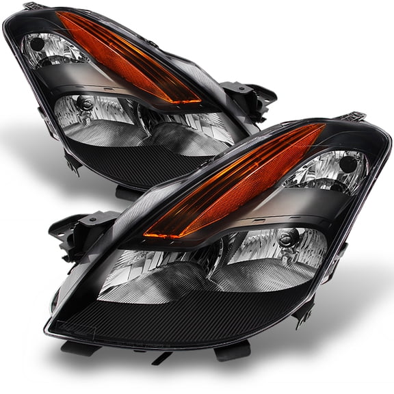 AKKON - For Nissan Altima 2 Doors Coupe D32 Black Bezel Halogen Type Headlights Front Lamps Replacement Pair