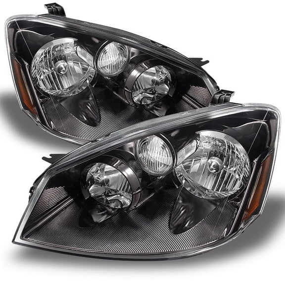 AKKON - For Nissan Altima Black Bezel Halogen Type Headlights Front Lamps Replacement Left + Right Pair