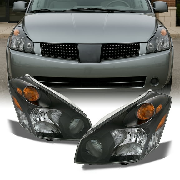 AKKON - For Nissan Quest Base S SL SE Van Replacement Headlights Driver/Passenger Black Head Lamps New