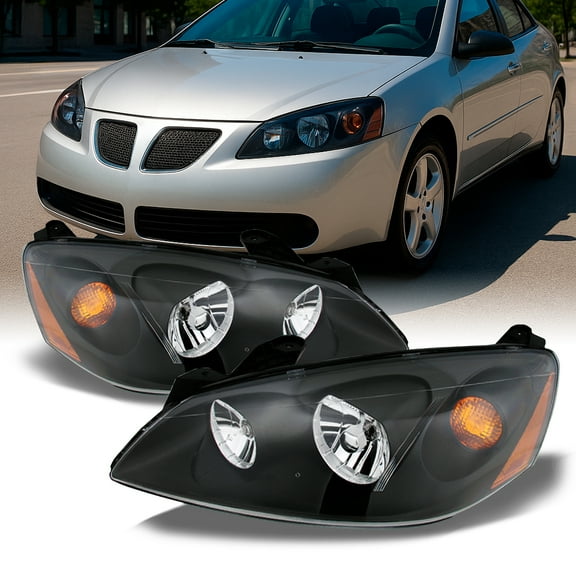 AKKON - For Pontiac G6 Amber Black Bezel OE Replacement Headlights Driver/Passenger Head Lamps Pair New